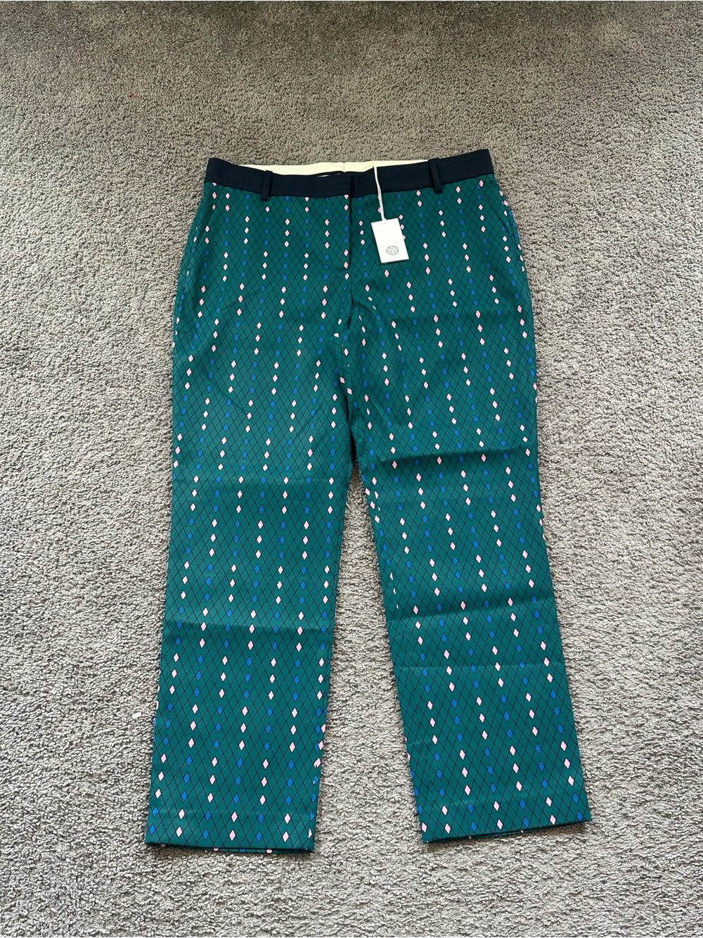 Tory Sport/ Tory Burch Green Patterned Argyle Dress Pants